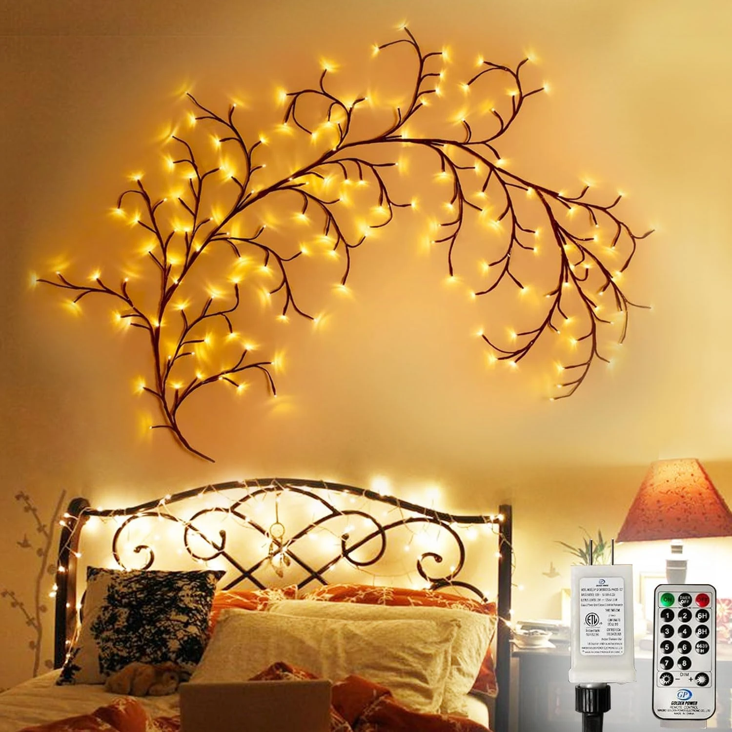 

Enchanted Fairy Willow Vine Lights Room Decor for Indoor Walls - 8FT Artificial Plants Tree Branches with 144 LEDs Lighted Twig