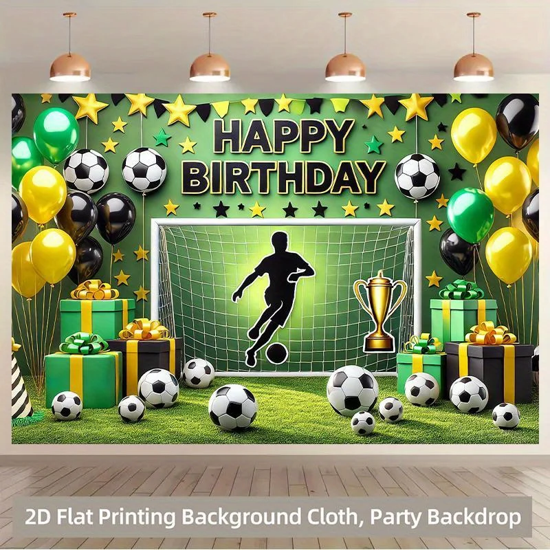2D-Flachdruck-Hintergrundbanner 1 Stück, Hintergrundtuch für Fußball-Geburtstagsparty-Dekoration, multifunktionales Fotografie-Hintergrundtuch – Detail 1