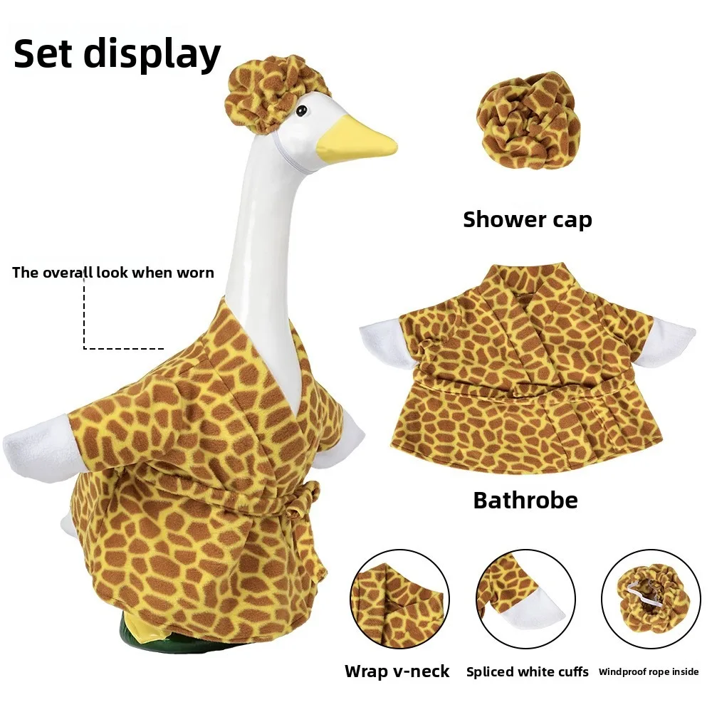 Leopard Print Bathrobe & Pajama Suit for White Porch Goose Sculpture American Retro Decorative Garment view 6