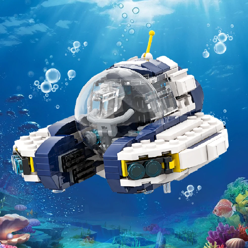 

MOC Game Sailing Subnautica Model Bricks Sea Warship Vehicle Building Blocks Decoration Assembly Toy Children Gift