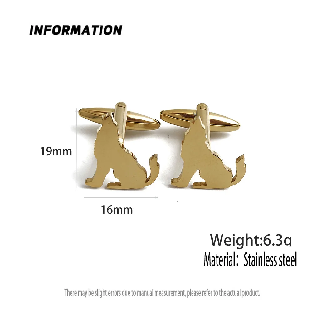 신상 하울링 늑대 커프스 단추, 세련된 금속 셔츠 커프스 단추, 레트로 스타일 세트 액세서리, 저녁 파티에 적합
