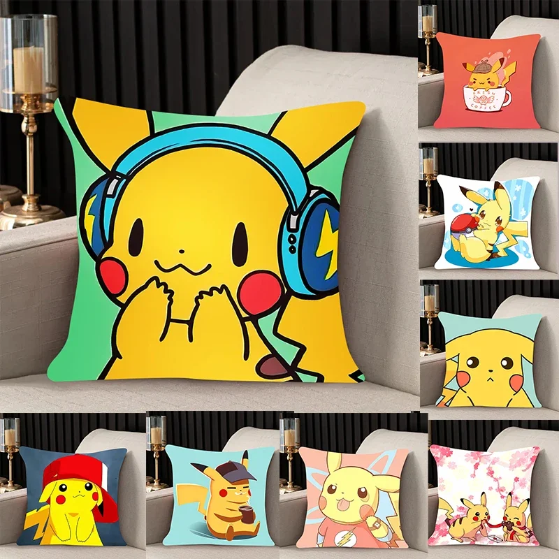 home decor Pillow Cover Pikachu iving room bedroomo office car 45x45 Dakimakura Throw Pillows Square Pillowcase Kawaii