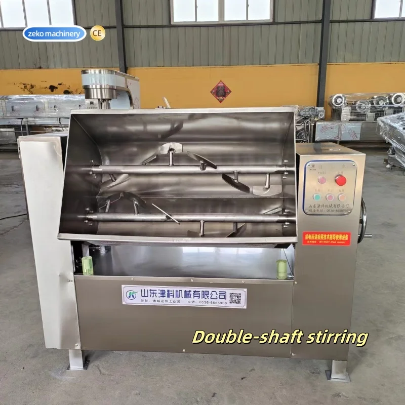Industrieller Füllmischer aus Edelstahl für Fleisch und Gemüse, Doppelwellen-Mischmaschine für die Lebensmittelverarbeitung