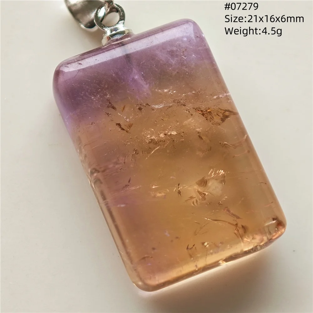 Natural Purple Yellow Ametrine Quartz Pendant Jewelry Rectangle Clear Bead Women Men Citrine Amethyst Fashion Necklace AAAAA view 5