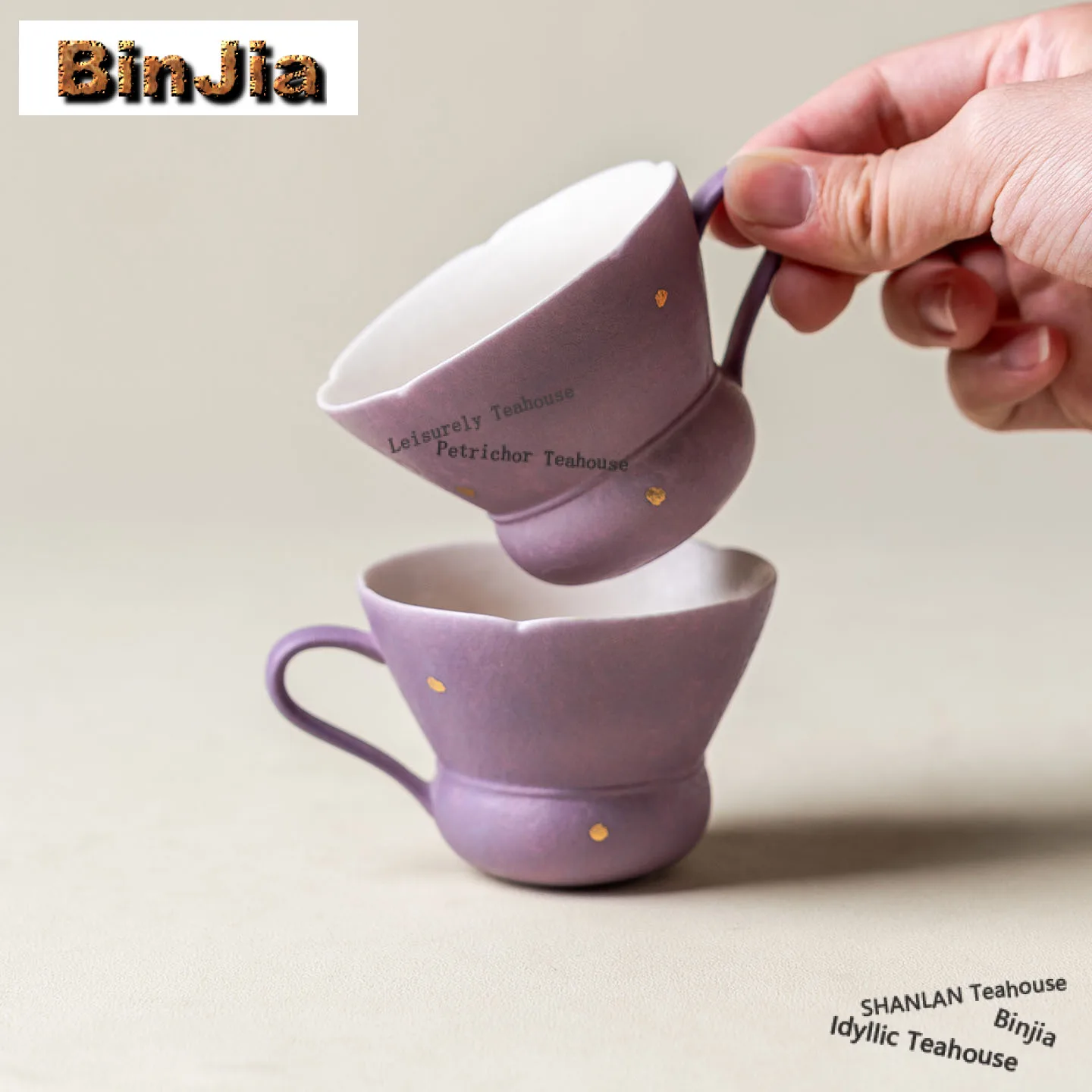 

1pc 80ml Gold Sprinkled Handle Teacup Traditional Tea Bowl Sample Tea Cup Tea-tasting Personal Cup Chazhan Master Cups Cafes