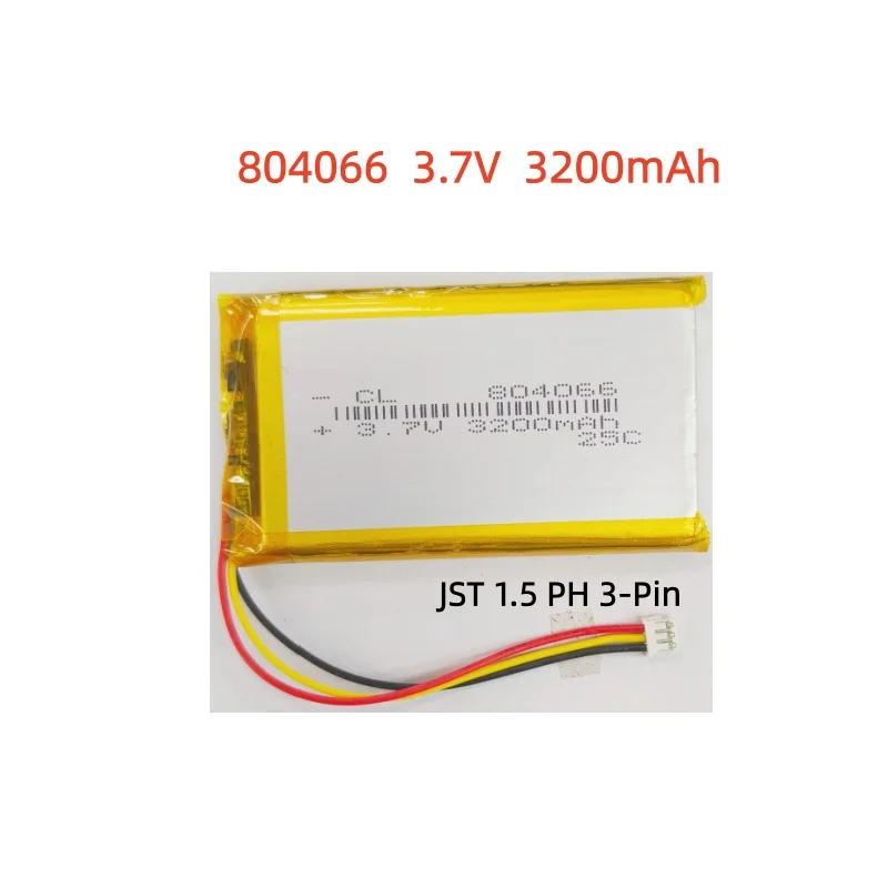 

804169 804066 3.7V 3200mAh 1.5mm 3Pin Plug Lithium Polymer Battery For Open Source Console R36S Handheld Game Console Machine