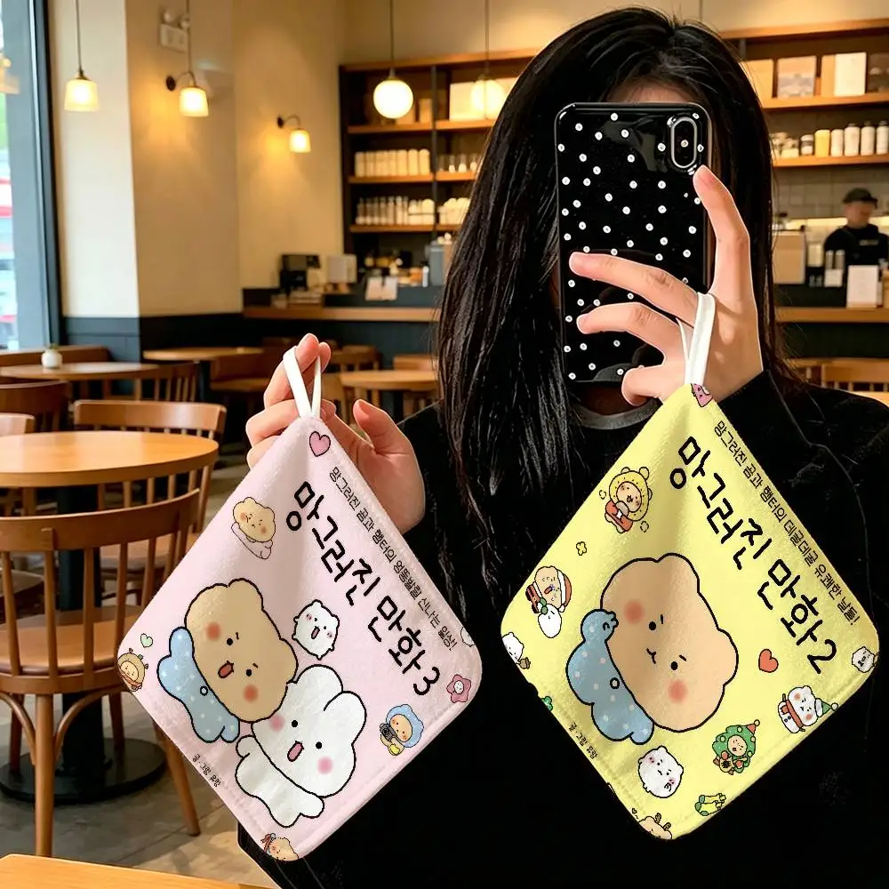 CARTOON M-Manggom Soft   Hanging Style Hand Wiping Towel Polyester Cotton Anti-fade For Indoor Kitchen Living Room