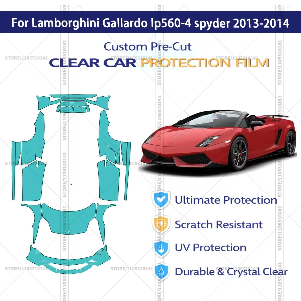 

For Lamborghini Gallardo Ip560-4 spyder 2013-2014 Pre-Cut Paint Protection Film PPF Transparent Car Film Automotive PPF