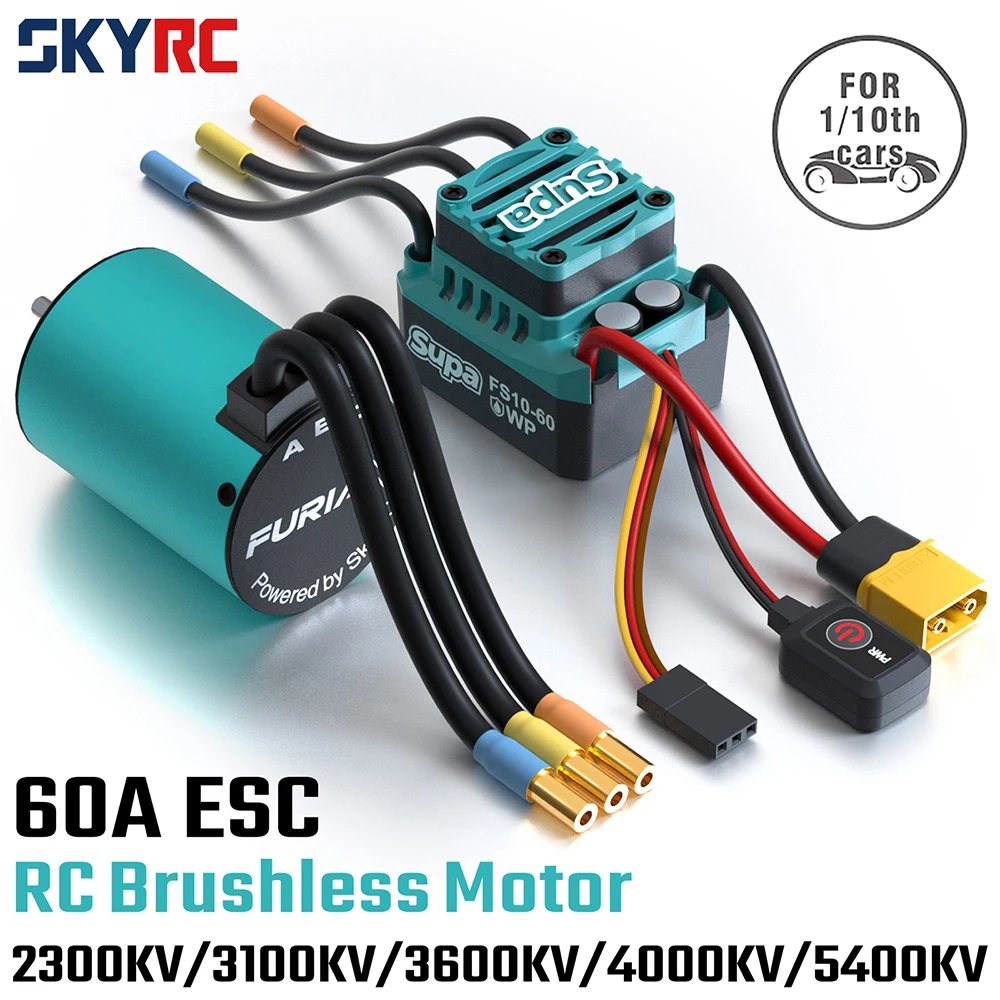 

SKYRC Brushless Motor ESC Combo FuriaX Supa 3650 Motor 60A ESC 2-3S LiPo 3.175mm Shaft For 1/10 Touring Buggy Short Course Truck