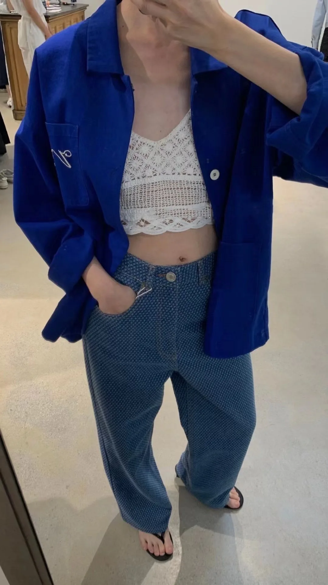 

East Gate ViaPlan Thin Klein Blue irt Jaet Повседневная верхняя одежда с вышивкой Женская модная летняя одежда с воротником прямого кроя