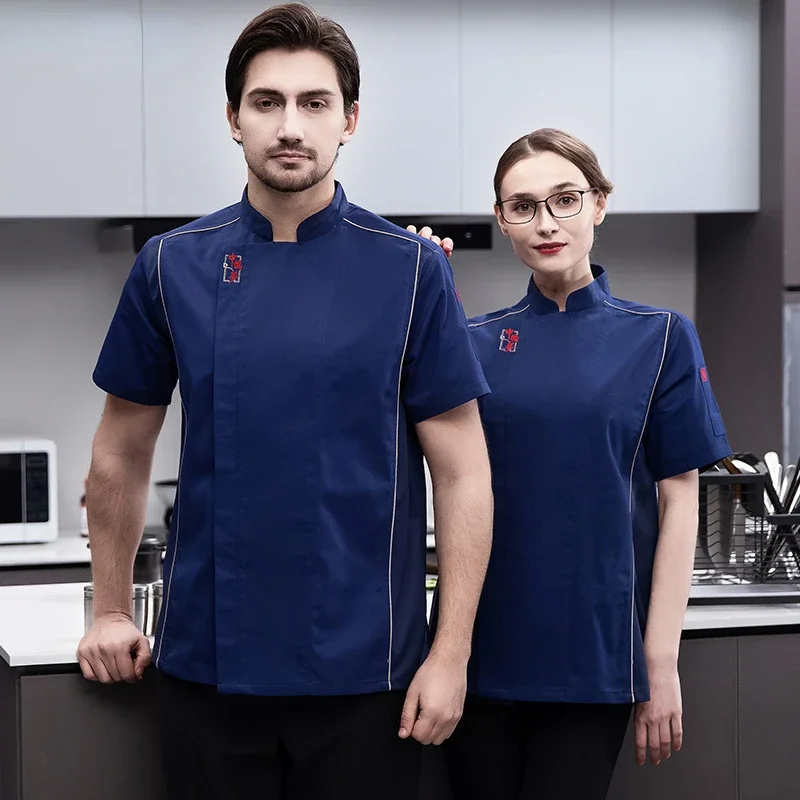 

Chef Uniform Restaurant Hotel Kitchen Catering Jackets Cooking Cafe Workwear Chef Clothes Short Sleeve Breathable Food Service