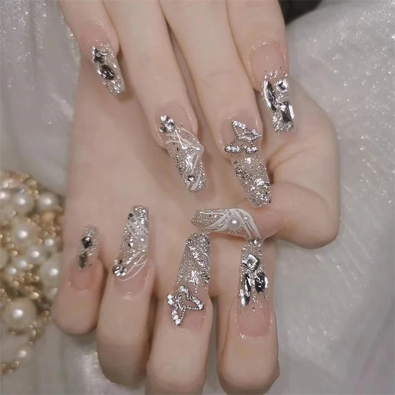 Dazzling Popping Butterfly Press On Nails Removable Fake Nails
