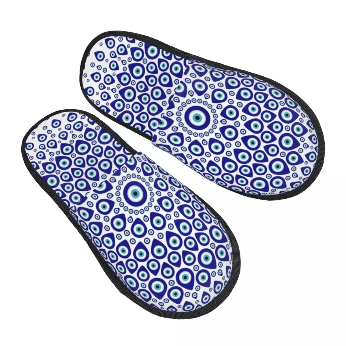 Nazar Turkish Evil Eye Circular House Slippers Soft Warm Tribes Amulet Memory Foam Fluffy Slipper Women Indoor Outdoor Shoes