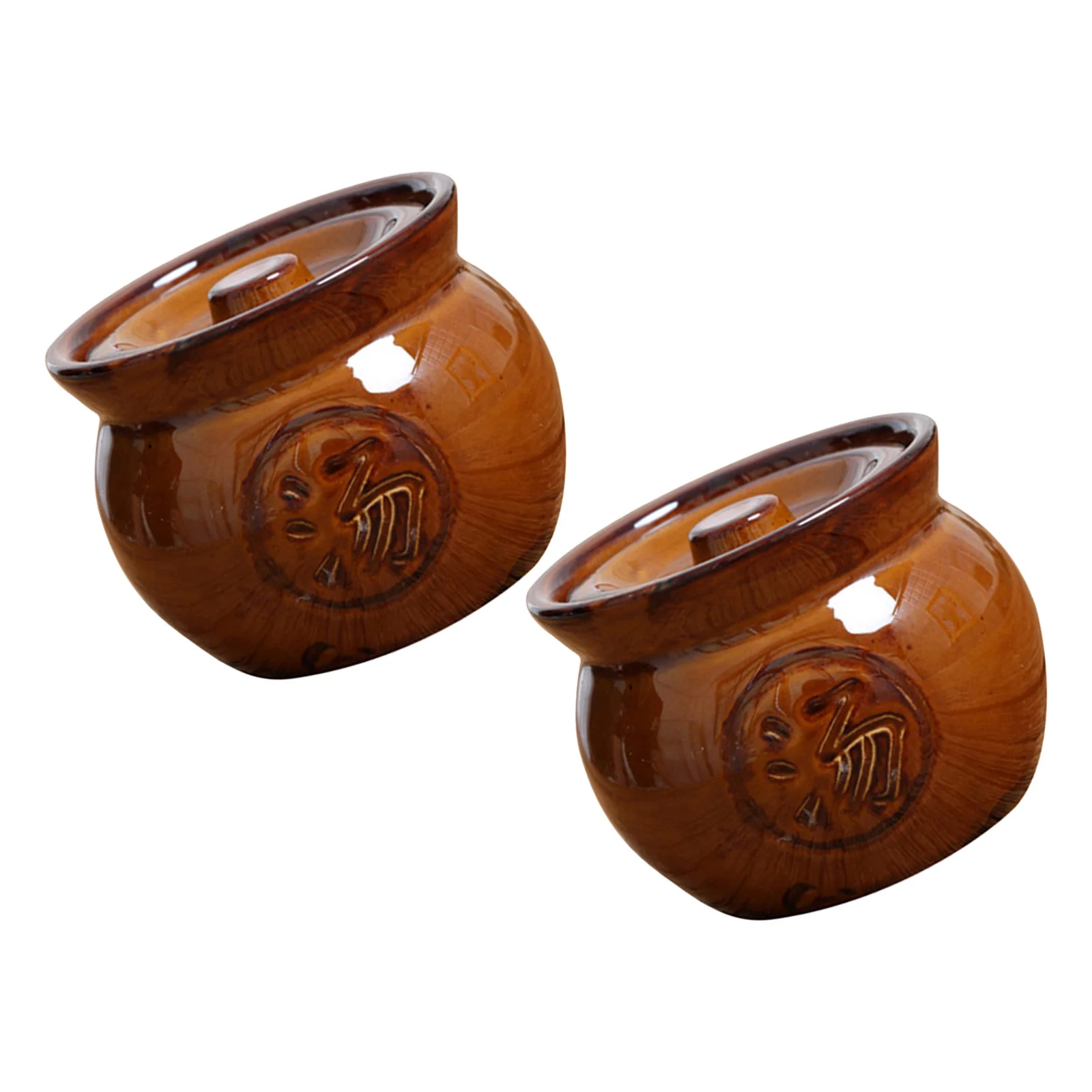 

2Pcs Ceramic Stew Pot Exquisite Patterns Style Home Soup Pot Easy Clean Ceramic Stockpot Stewing Crock