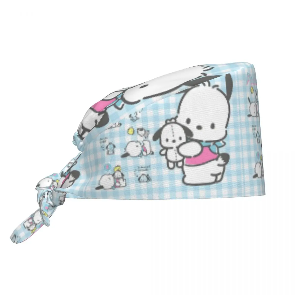 

Custom Pochacco Kawaii Anime Breathable Scrub Hat Surgical Scrub Caps Unisex Nursing Hair Hats Classical Comic Work Scrubs Hat