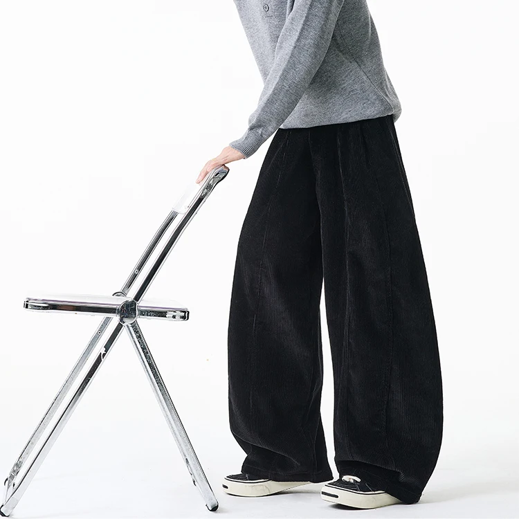 

American Retro Corduroy Men's Winter High Street Loose Wide Leg Pants Draping Floor-Length Knife Casual Trousers