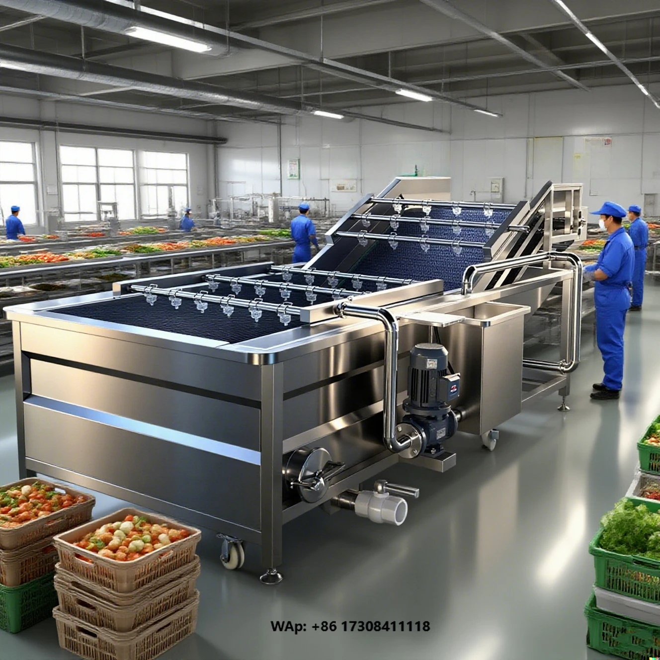 CE Certified Automatic Vegetable Fruit Processing Equipment - Washing + Cutting + Blanching Production Line