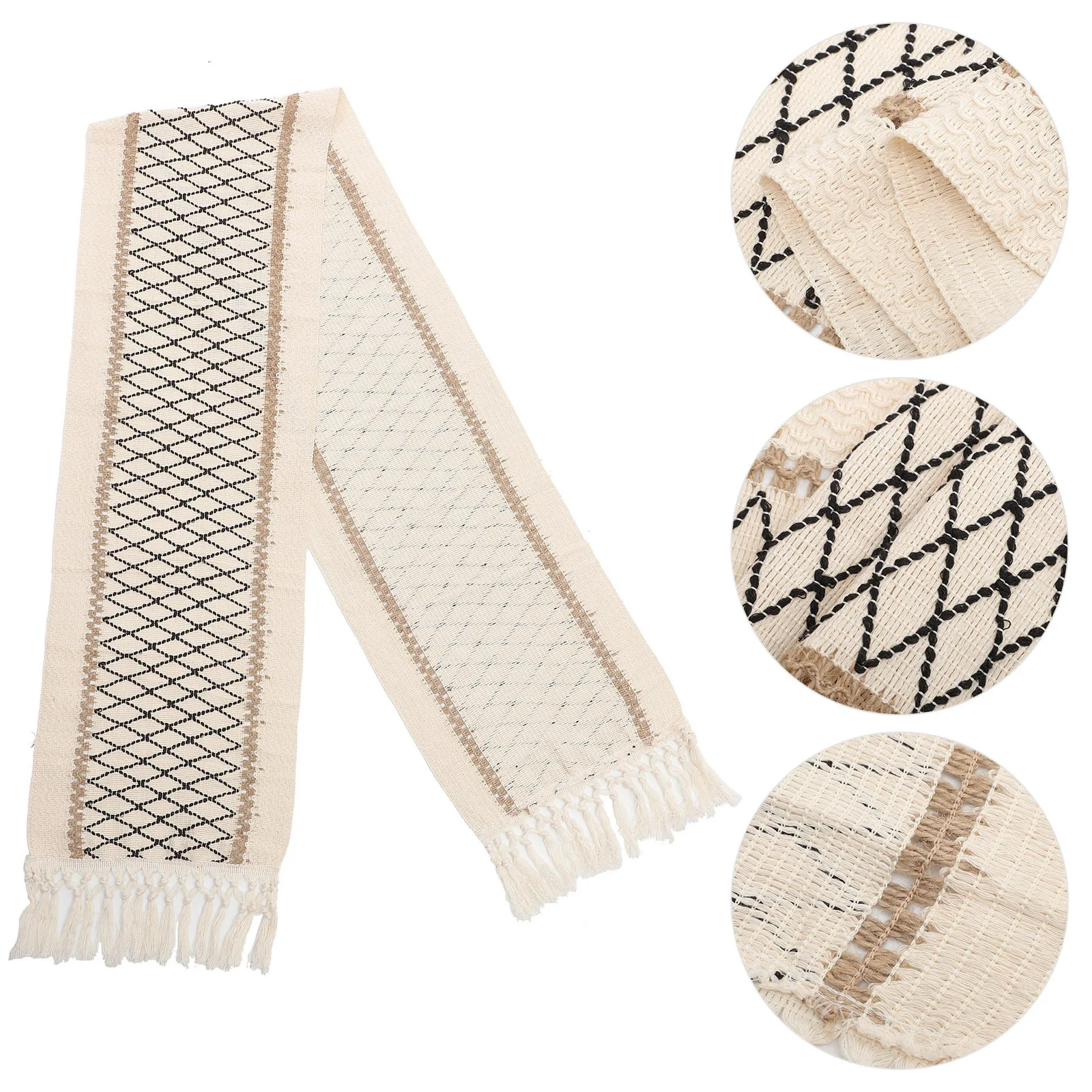 

Macrame Table Runner Farmhouse Style Cotton Linen Tablecloth For Dining Table Decorative Cover Wedding Party Home Use