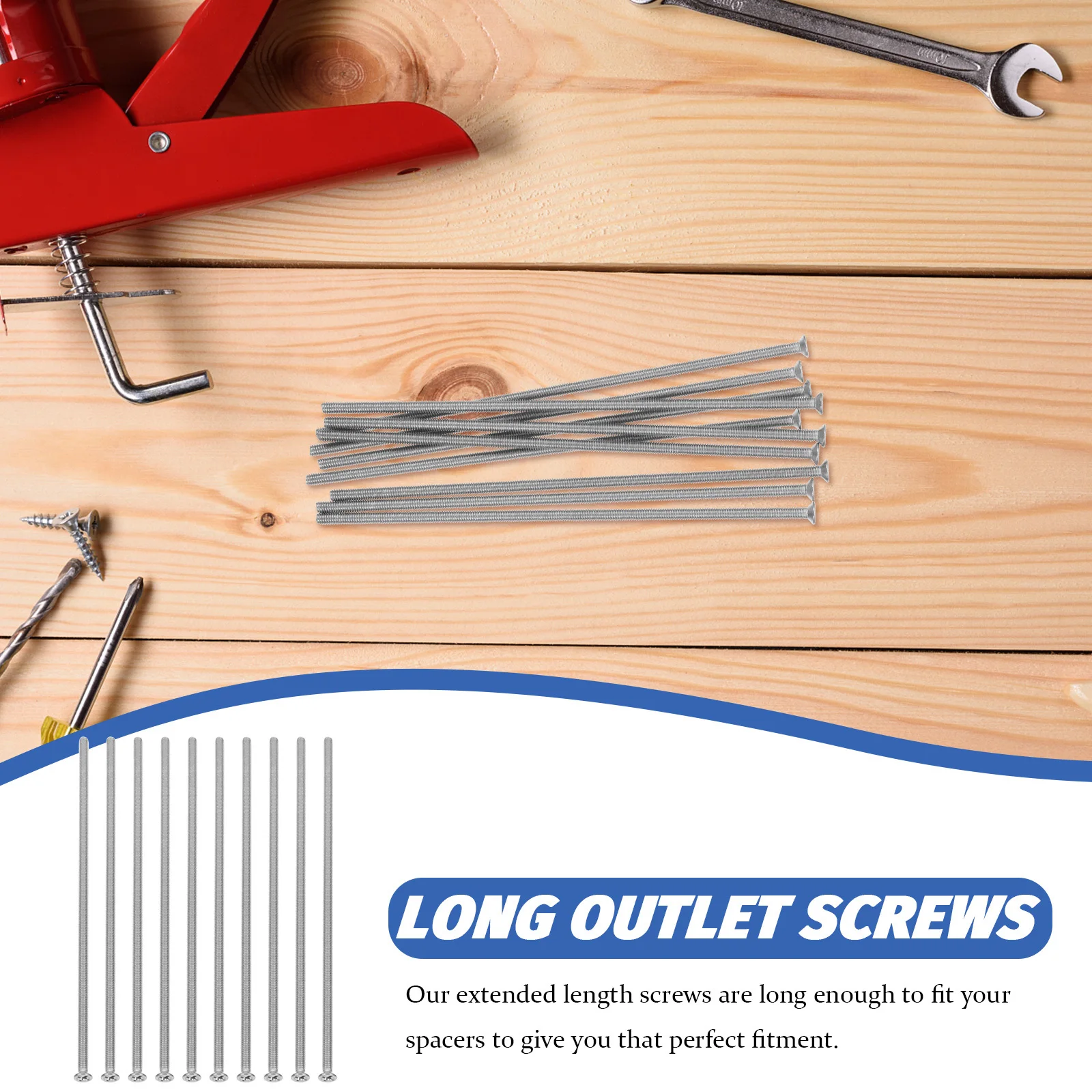 

10Pcs Stainless Steel Wall Plate Screws Extra Long Outlet Cover Screws Cross Recessed Flat Head for Household Maintenance