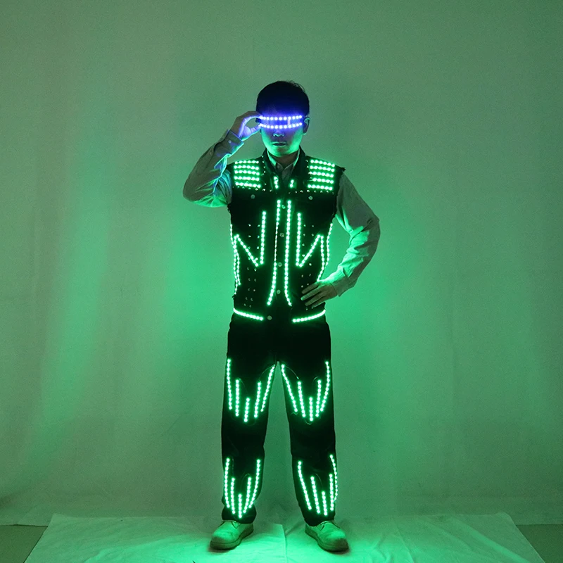 سترة مضيئة LED AI روبوت أداء الملابس الفلورسنت الدعائم ليلة حفلة مضاءة سترة #2