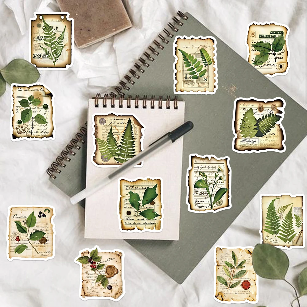 50pcs Botanical Garden Label Fragment Stickers Kawaii Waterproof Graffiti Decals for laptop Guitar Suitcase Skateboard Kids Gift