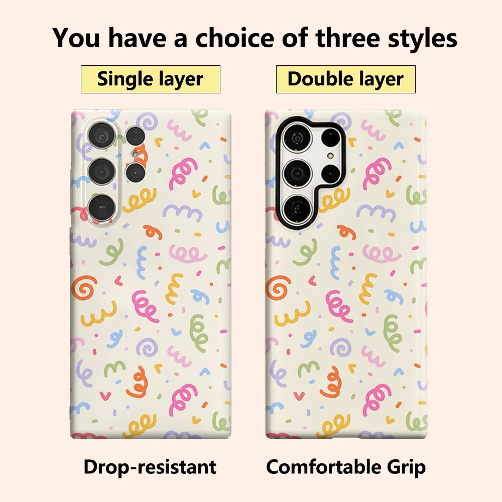 Color Confetti Print Luxury Fashion Full Lens Protective Case for Samsung Galaxy S26 S25 S24 A56 A36 Plus Ultra