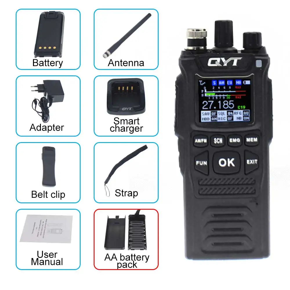 Originele Qyt Cb-58 Cb Radio 4W 4000Mah Draagbare Walkie Talkie 27Mhz 26.965-27.405Mhz 40 Kanaals Fm-Modus Burgerband Radio