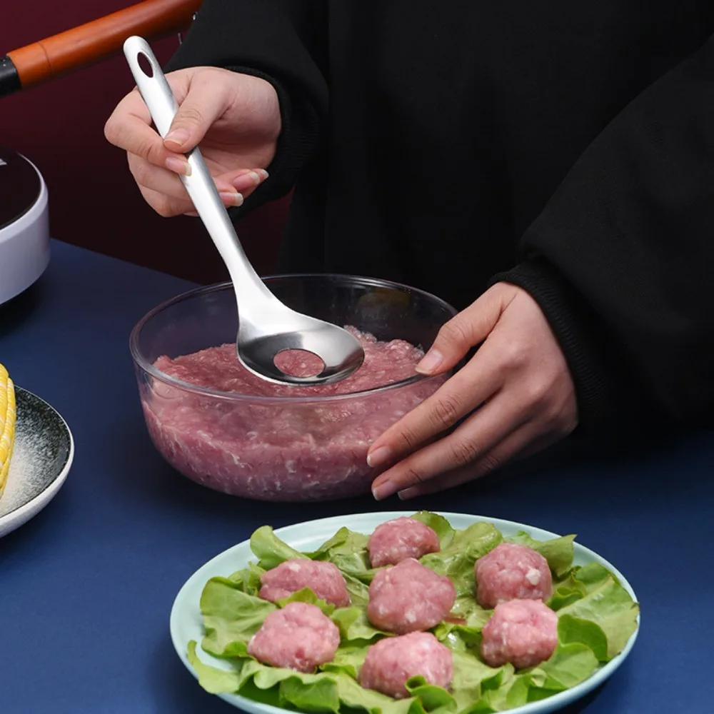 Moule à Cuillère à Viande en Acier Inoxydable, avec Trou Rond, Antiadhésif, Outils de Presse à Viande Suspendus à Usage Domestique