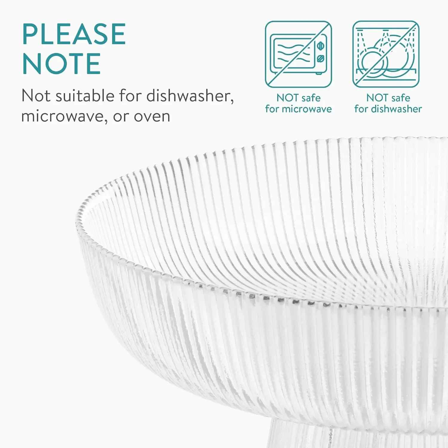 Glass Fruit Bowl - Decorative Fluted Transparent Glass Bowl for Fruit Snacks Sweets - 26cm Diameter Table Centerpiece Dish