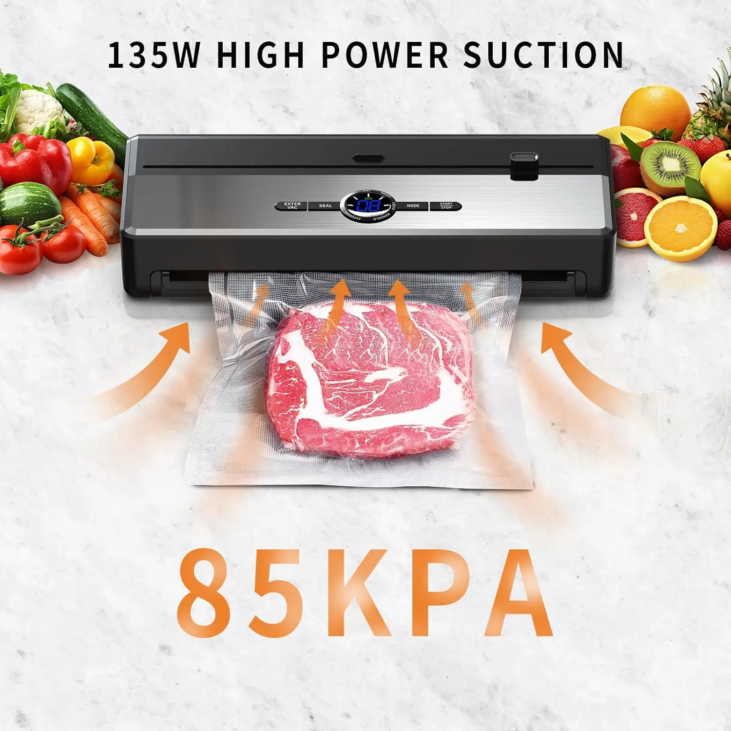 Wallepac 85KPA Home Electric Food Saver Vacuum Sealer Machine Plastic for Household RV Car Garage Use Manufactured Professional