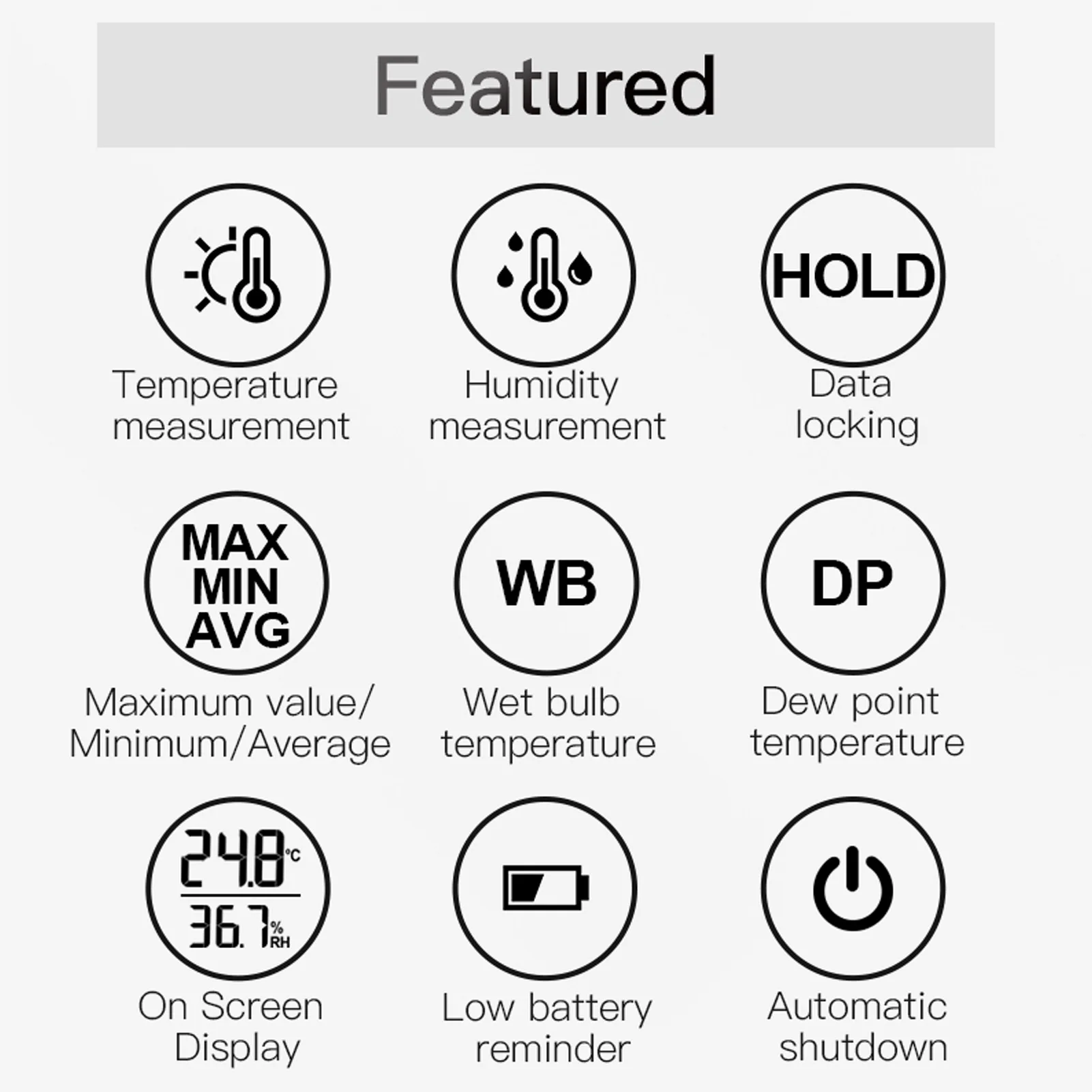 Industrial Thermometer Humidity Meter LCD Digital Temperature Humidity Meter High Accuracy Handheld Thermometer Hygrometer