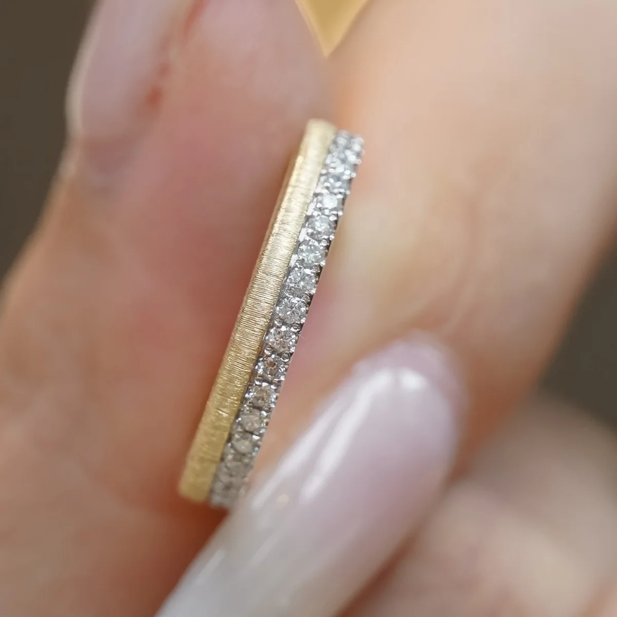 

Classic Refined S925 Sterling Silver Gold-plated Double Row Brushed Retro Ring for women jewelry