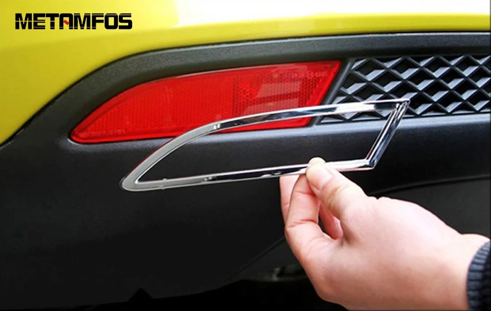 Car Accessories For Ford Focus 2012 2013 2014 2015 Chrome Rear Fog Light Lamp Cover Trim Foglight Bumper Trim Reflector Sticker