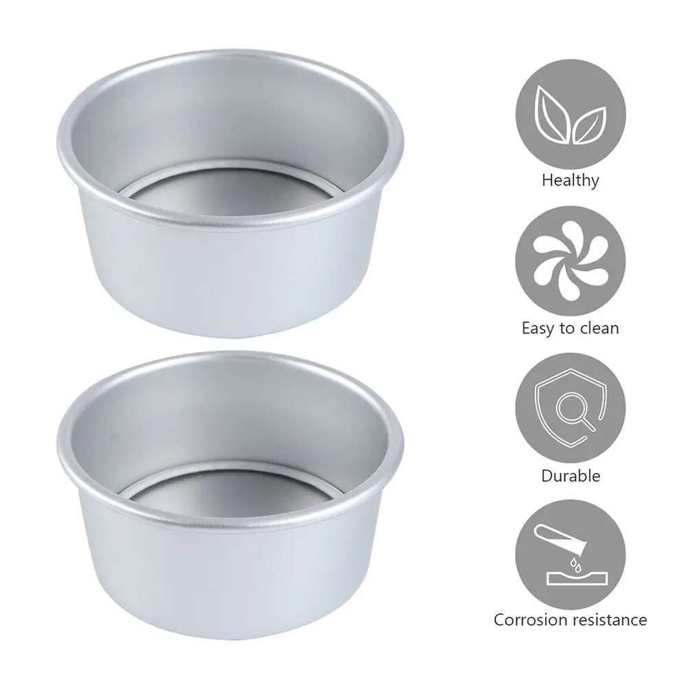 2Pcs Anodized Round Cake Pans Aluminum Alloy Removable Bottom Deep Nonstick Baking Mold for Household Oven Use Chiffon Mousse