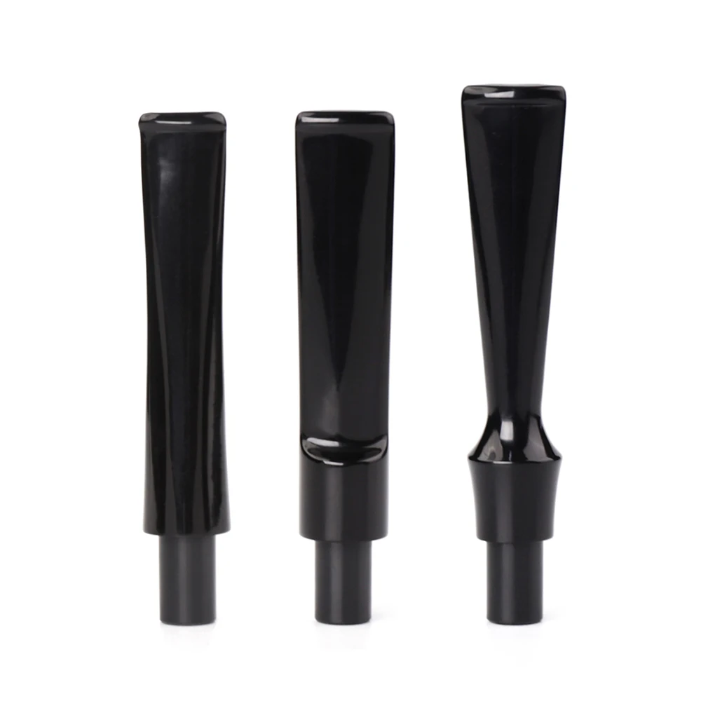 OLDFOX 3 PCs Black Acrylic Mouthpiece for Tobacco Smoking Pipe 9mm Filter Tool Accessories Straight Smoke Stems be0001-be0003