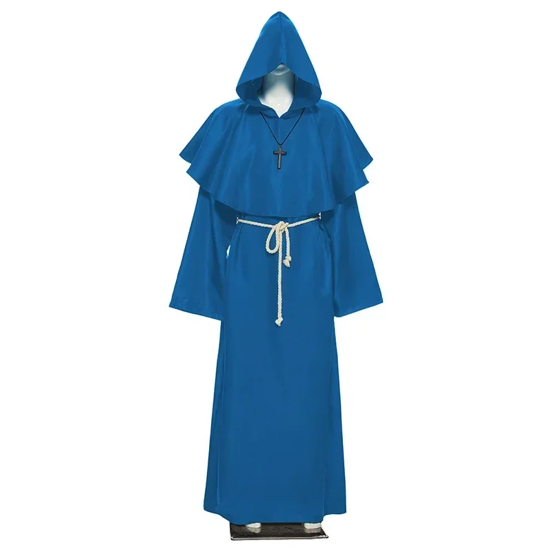 Medieval Monk Robe Hooded Monk Cowl Renaissanc Cape Priest Robe Halloween Cosplay Costume Wizard Fancy Punk Cloak Mask