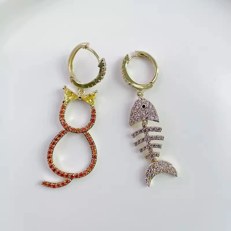 GANPUP Kreative Silberfarbene Fischgräten-Strass-Ohrstecker für Damen, Modischer Neuer Ohrpiercing-Schmuck, Geschenk für Party und Alltag – Detail 10