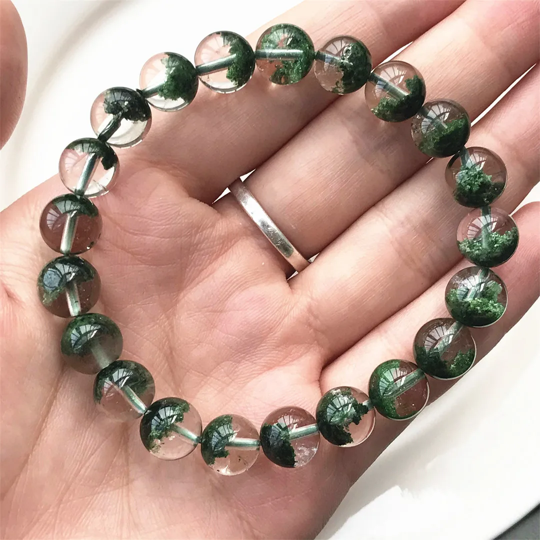 9mm Natural Green Phantom Quartz Bracelet For Women Lady Men Healing Gift Energy Crystal Clear Round Beads Strands Jewelry AAAAA