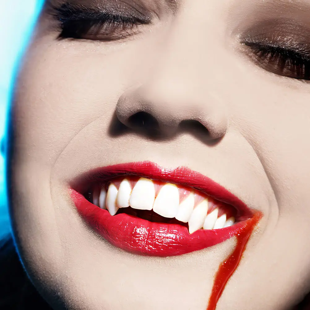 12pcs Resin Vampire Fangs for Halloween Cosplay Costume – Scary Fake Teeth Party Accessories
