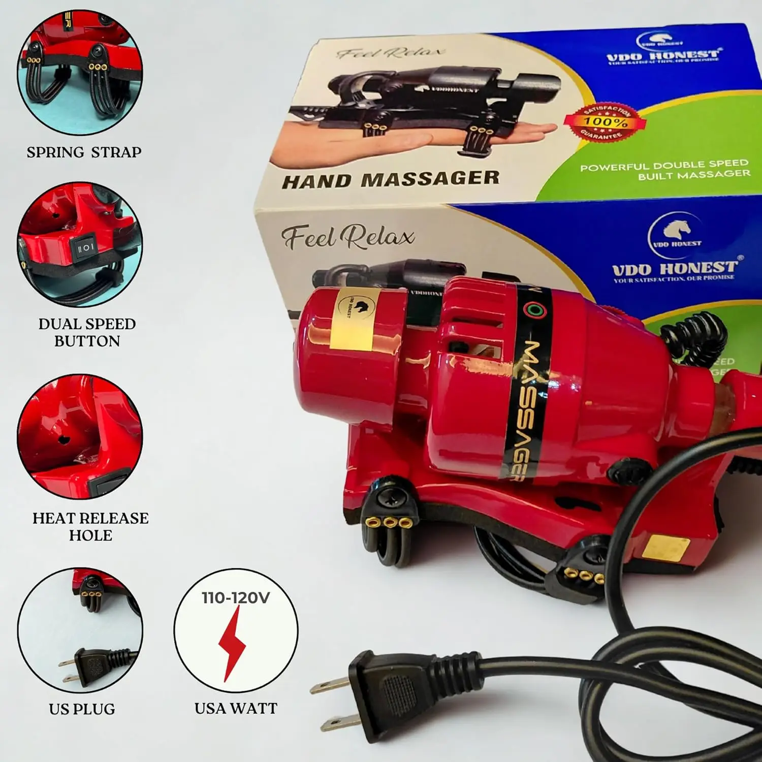 عمل عائم قوي مزدوج السرعة لتدليك الجسم بالكامل يعمل بالطاقة الكهربائية، مدلك الحلاق باللون الأحمر