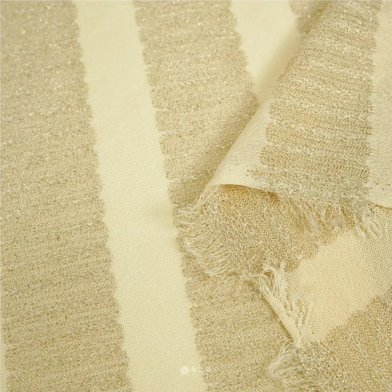 A light breathable yellow micro-hollowed-out knitted gold-thread linen fabric cardigan dress made by designer