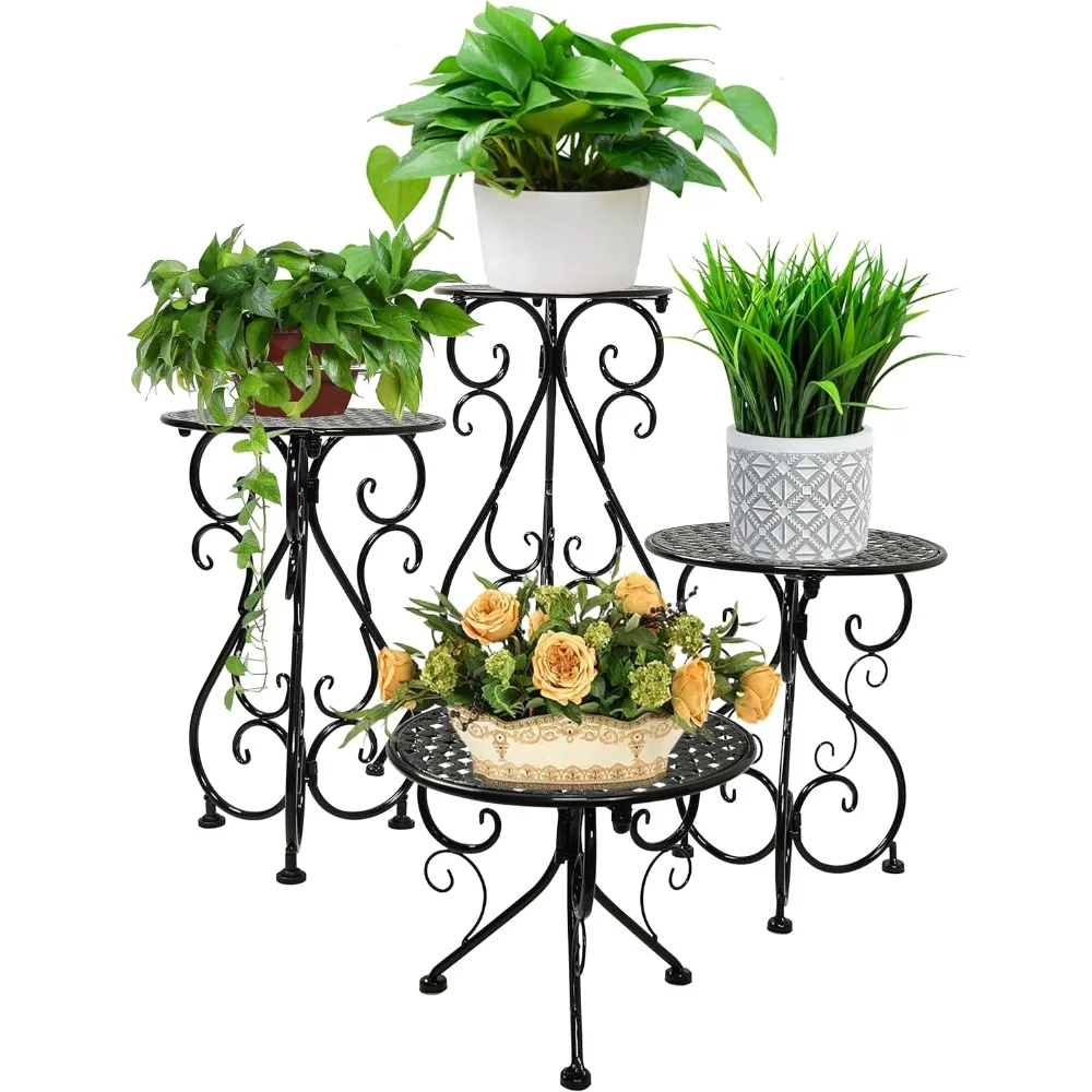 

4-Pack Metal Plant Stand for Indoor Outdoor, for Multiple Plants, Rustproof Iron Planter Holder Display Shelf