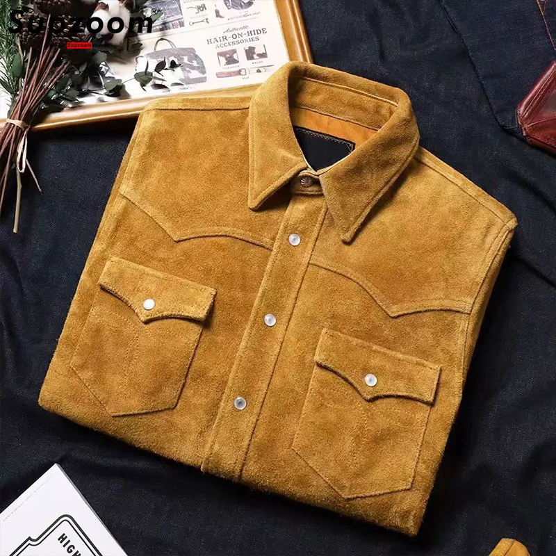 Supzoom 2024 New Arrival Top Fashion Brand Clothing  Suede Autumn And Winter Open Stitch Men Chemise Casual Shirts