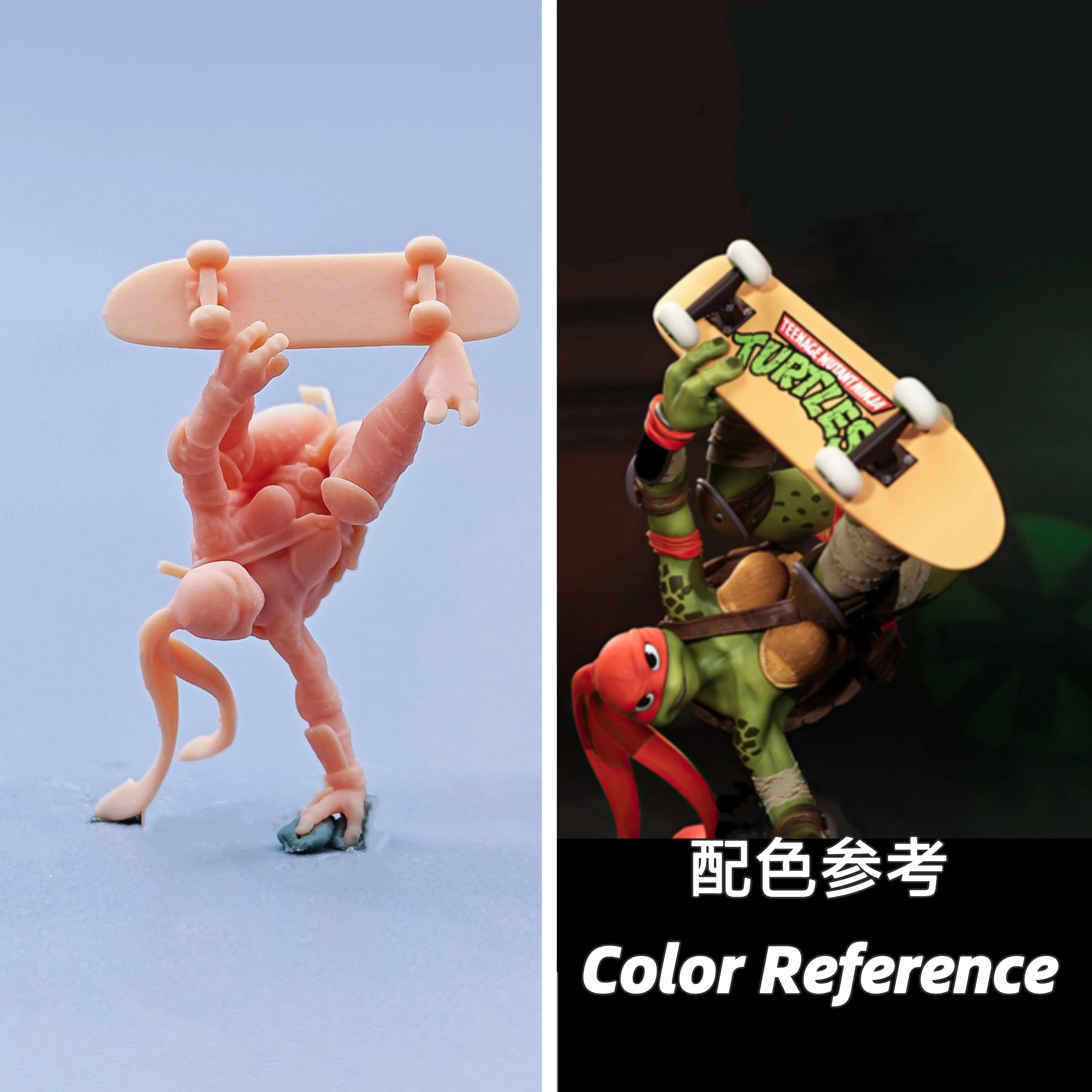 1/64 Figuren Maßstab Modell Harz Ninja Turtles Skateboarding Mädchen Ungefärbte Miniaturen Diorama Handbemalt C813