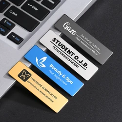 1PCS Free Laser Engraving Name Badge Holder Stainless Steel Metal Tag Badges Blank Material 70x20mm Customizable Brooches Pin