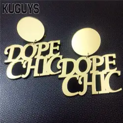 Fashion Jewelry Acrylic HipHop Large Dangle Drop Earrings for Women Gold Silver Color Girls DOPE CHIC DJ DS Big Accessories