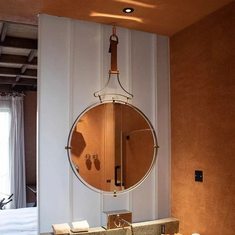 makeup mirror custom bathroom high definition pure copper decoration wall-mounted copper mirror wash table dressing mirror