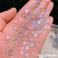 50pcs Kawaii Aurora Resin Heart Nail Charms Cartoon Nail Art Decorations Accessories Mixe Size Bulk Manicure Rhinestones Jewelry