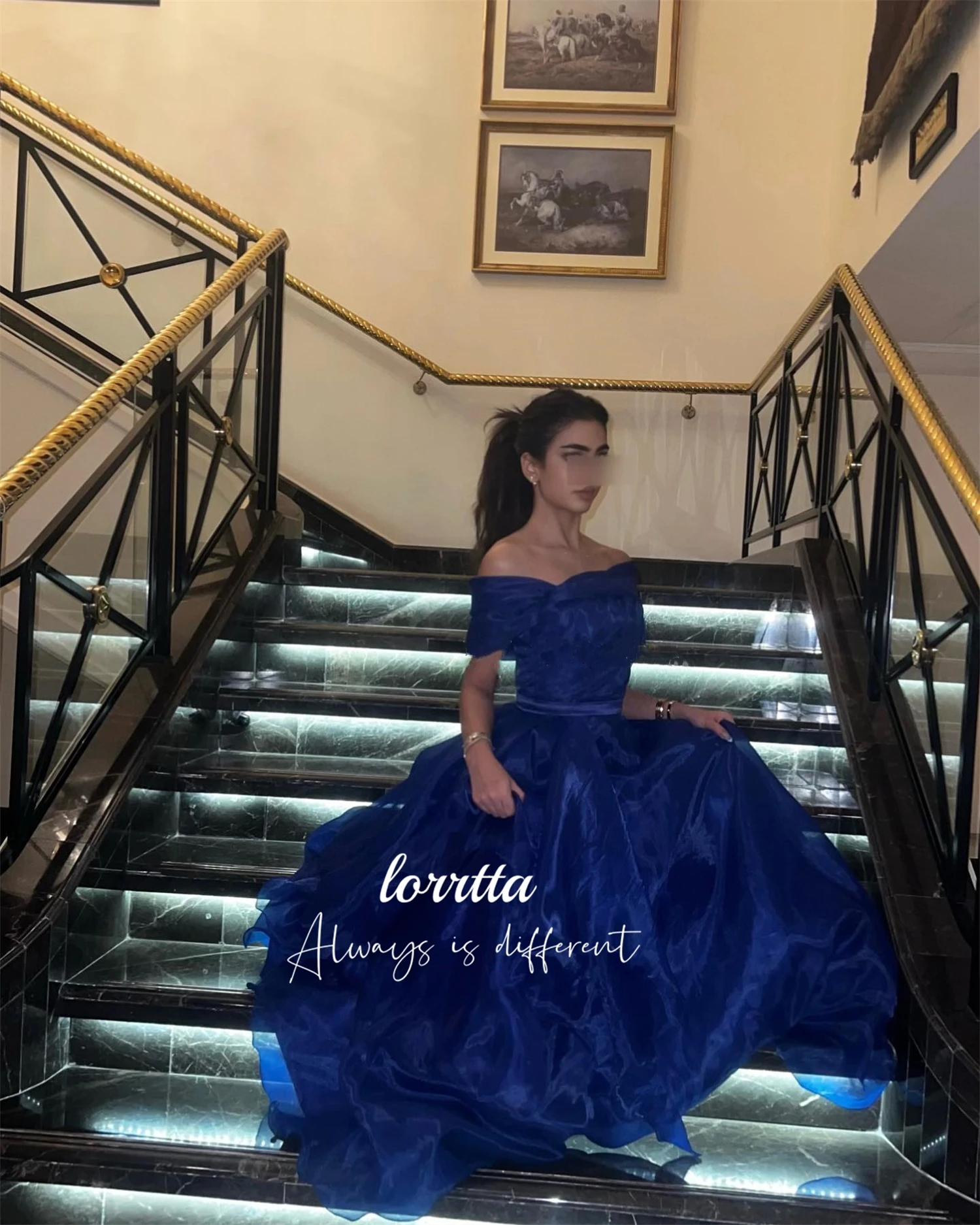 Lorrtta Luxury Woman Women's Evening Dress Dark Blue Line A Organza Party Prom Dresses 2024 Elegant Wedding Sharon Happy Womens