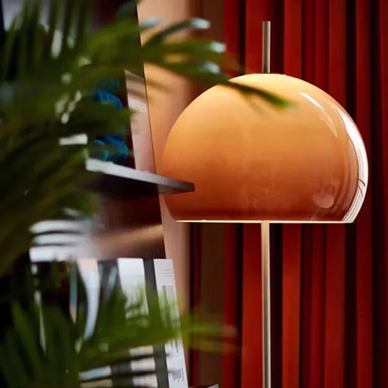 Vintage living room Bauhaus glass floor lamp gradient orange mushroom floor lamp living room bedroom atmosphere LED desk lamp view 5